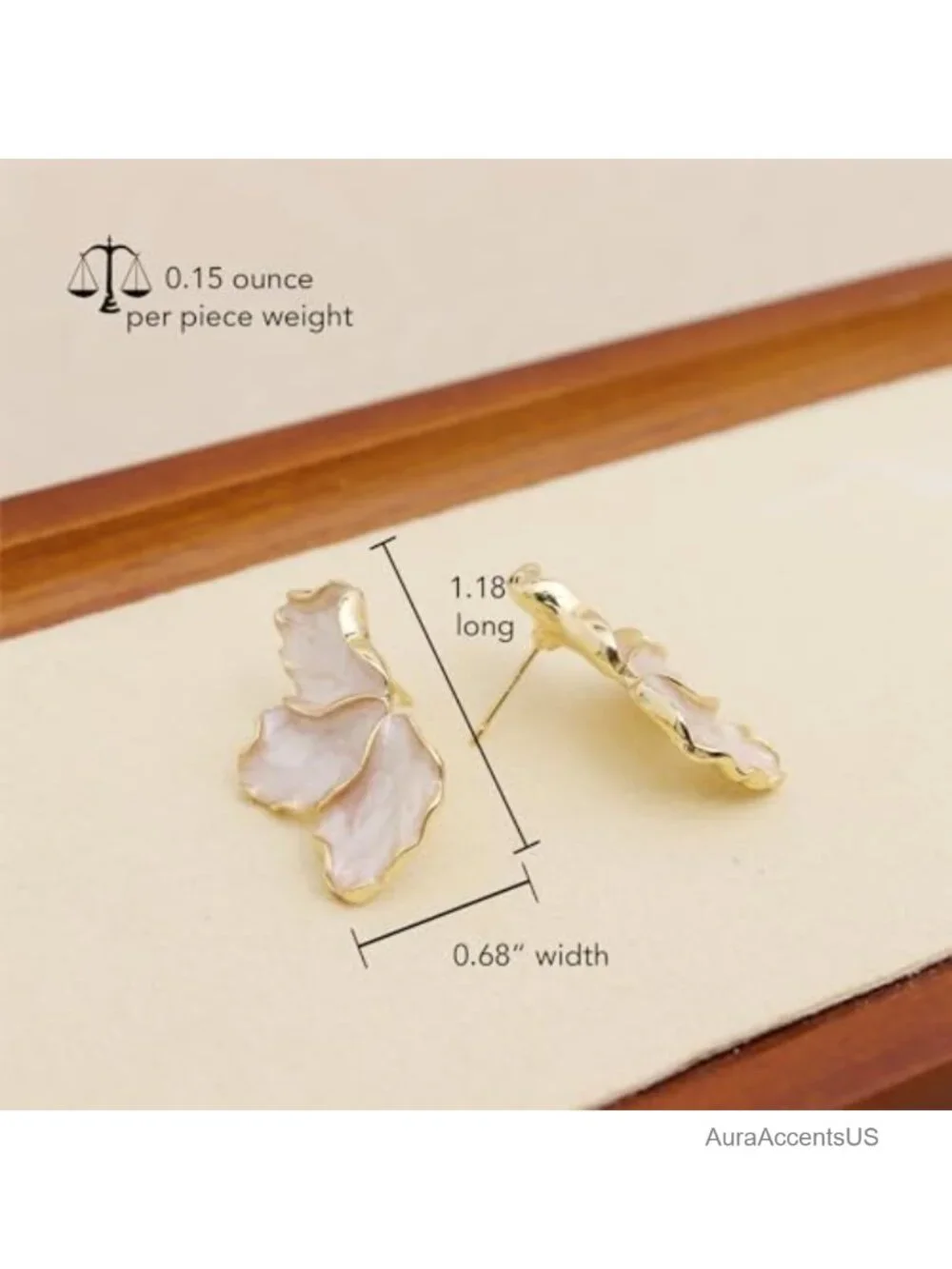14K Gold Plated Flower Petal Stud Earrings for Women Enamel Floral Dazzling